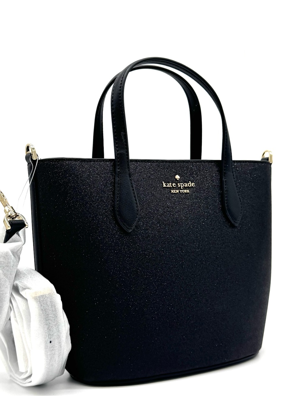 Kate Spade Glimmer Satchel Bag Black/Gold